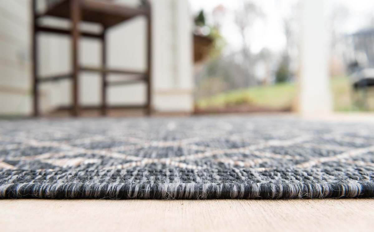 Unique Loom Outdoor Rugs - Outdoor Trellis Tribal 10x14 Rectangular Rug Charcoal Gray