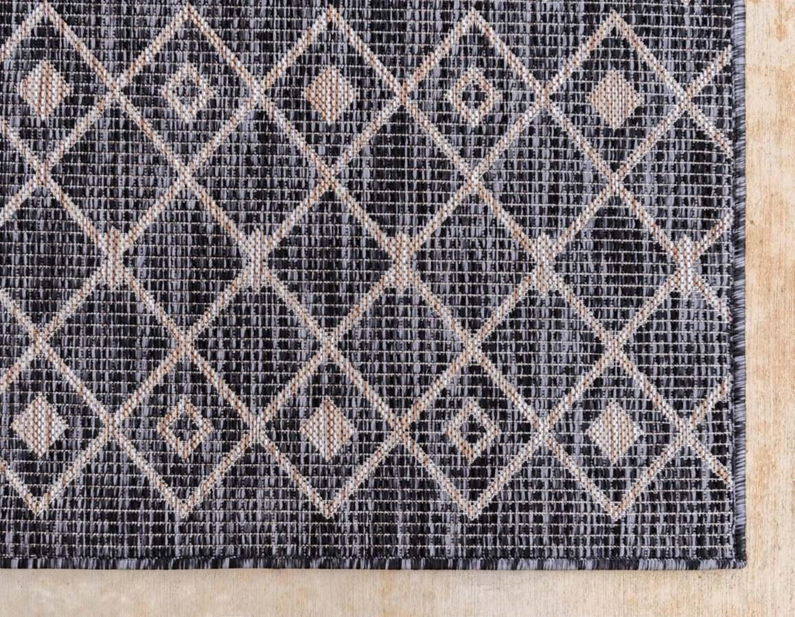 Unique Loom Outdoor Rugs - Outdoor Trellis Tribal 10x14 Rectangular Rug Charcoal Gray
