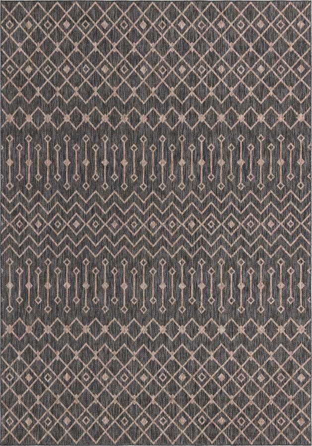Unique Loom Outdoor Rugs - Outdoor Trellis Tribal 10x14 Rectangular Rug Charcoal Gray