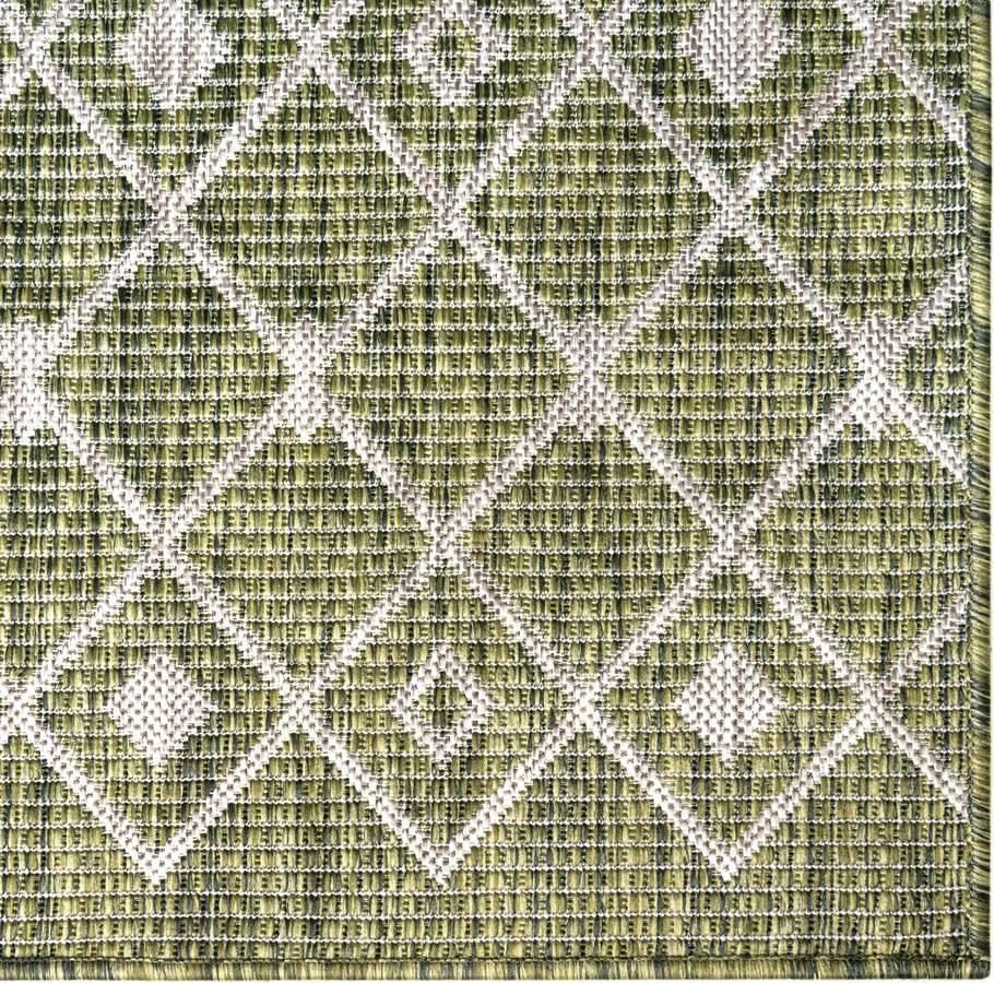 Unique Loom Outdoor Rugs - Outdoor Trellis Tribal 10x14 Rectangular Rug Green