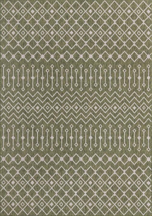 Unique Loom Outdoor Rugs - Outdoor Trellis Tribal 10x14 Rectangular Rug Green