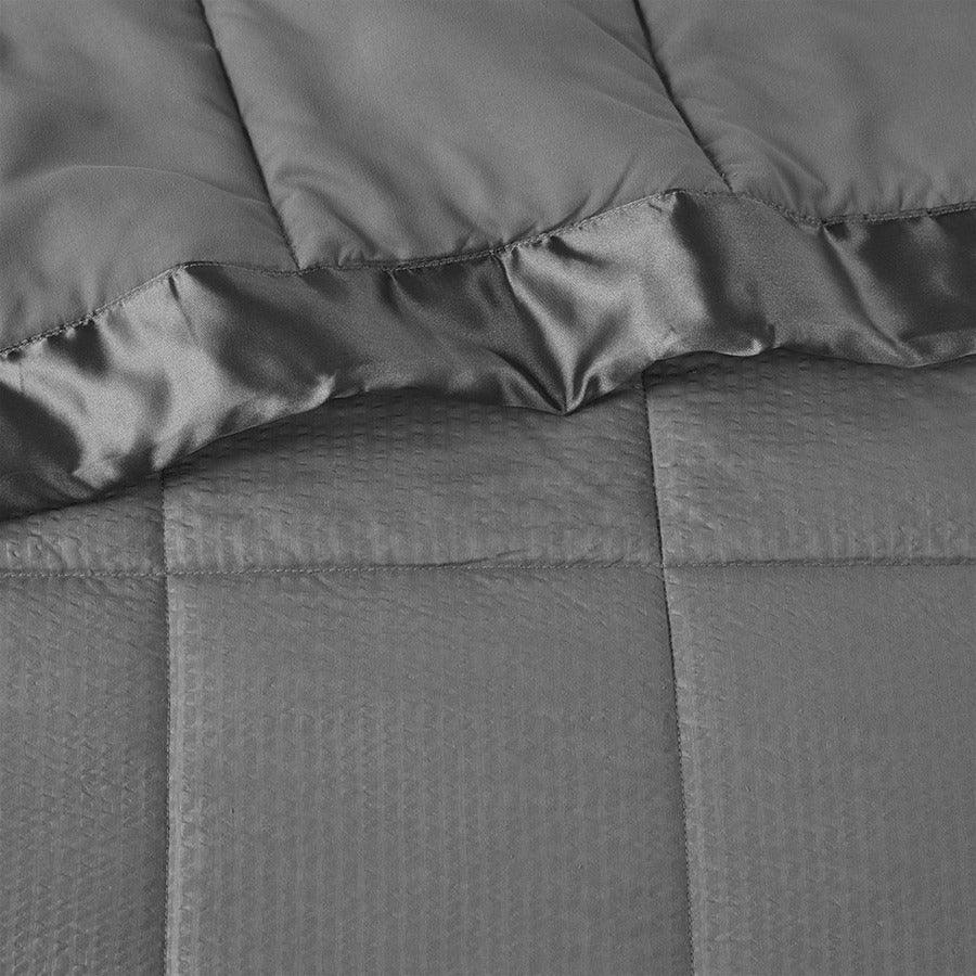 Olliix.com Comforters & Blankets - Oversized Down Alternative Blanket with Satin Trim Charcoal MP51-7651
