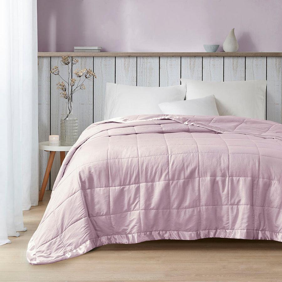 Olliix.com Comforters & Blankets - Oversized Down Alternative Blanket with Satin Trim Lilac MP51-7643