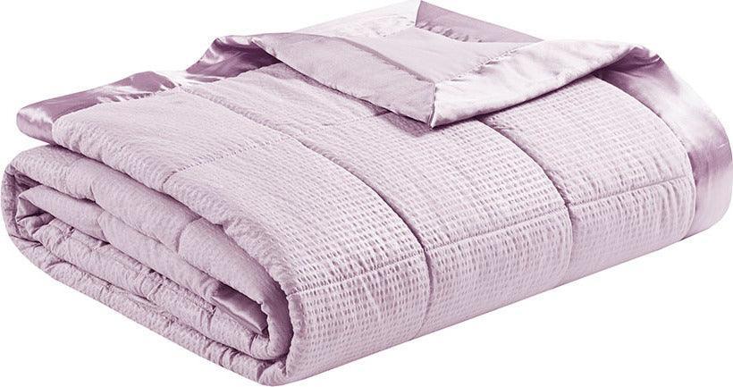 Olliix.com Comforters & Blankets - Oversized Down Alternative Blanket with Satin Trim Lilac MP51-7643