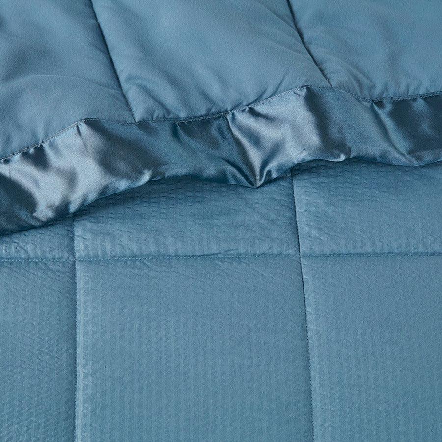 Olliix.com Comforters & Blankets - Oversized Down Alternative Blanket with Satin Trim Slate Blue MP51-7648