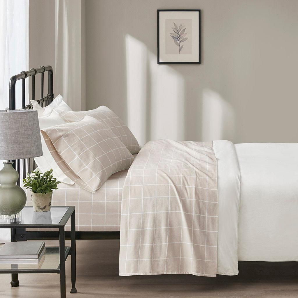 Olliix.com Sheets & Sheet Sets - Oversized Flannel California King Sheet Set Beige