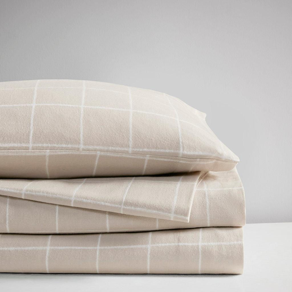 Olliix.com Sheets & Sheet Sets - Oversized Flannel California King Sheet Set Beige