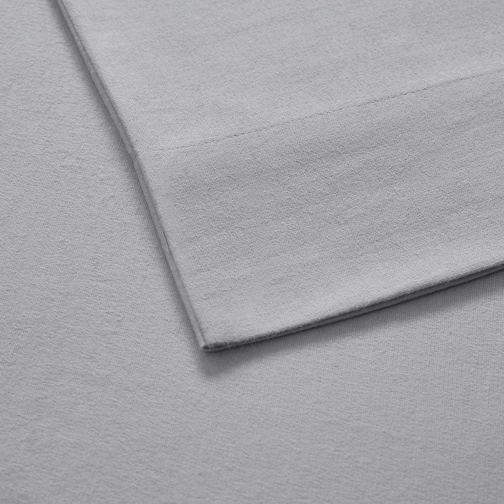 Olliix.com Sheets & Sheet Sets - Oversized Flannel King Sheet Set Gray Solid
