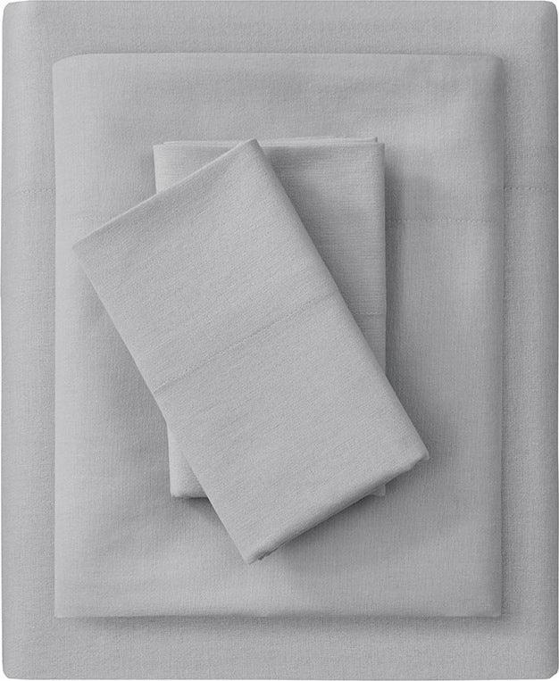 Olliix.com Sheets & Sheet Sets - Oversized Flannel King Sheet Set Gray Solid