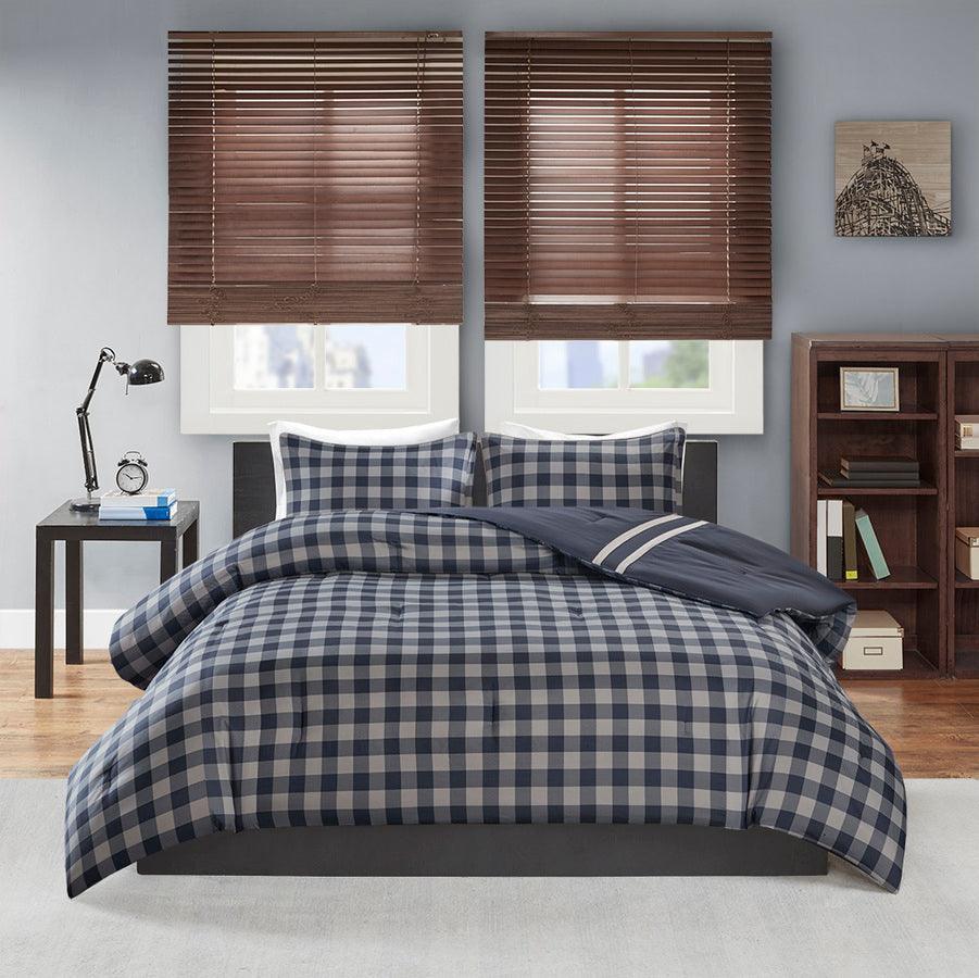 Olliix.com Comforters & Blankets - Oxford Twin/Twin XL Reversible Comforter Set Navy