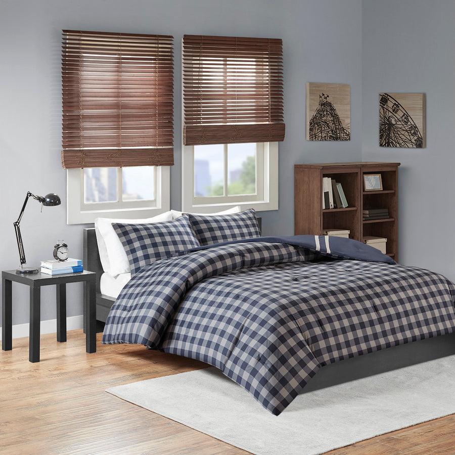 Olliix.com Comforters & Blankets - Oxford Twin/Twin XL Reversible Comforter Set Navy