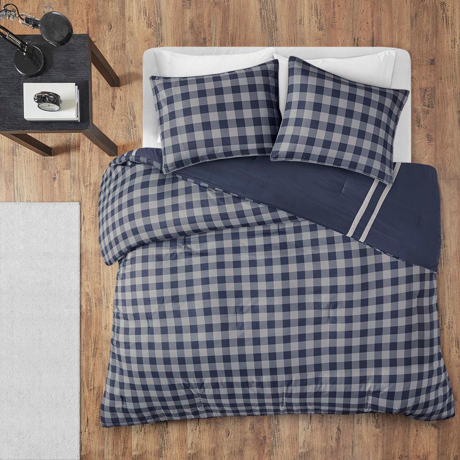 Olliix.com Comforters & Blankets - Oxford Twin/Twin XL Reversible Comforter Set Navy