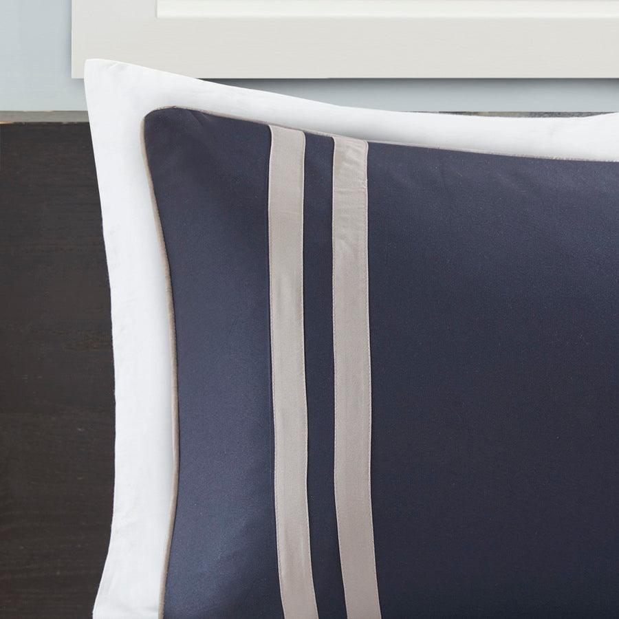 Olliix.com Comforters & Blankets - Oxford Twin/Twin XL Reversible Comforter Set Navy