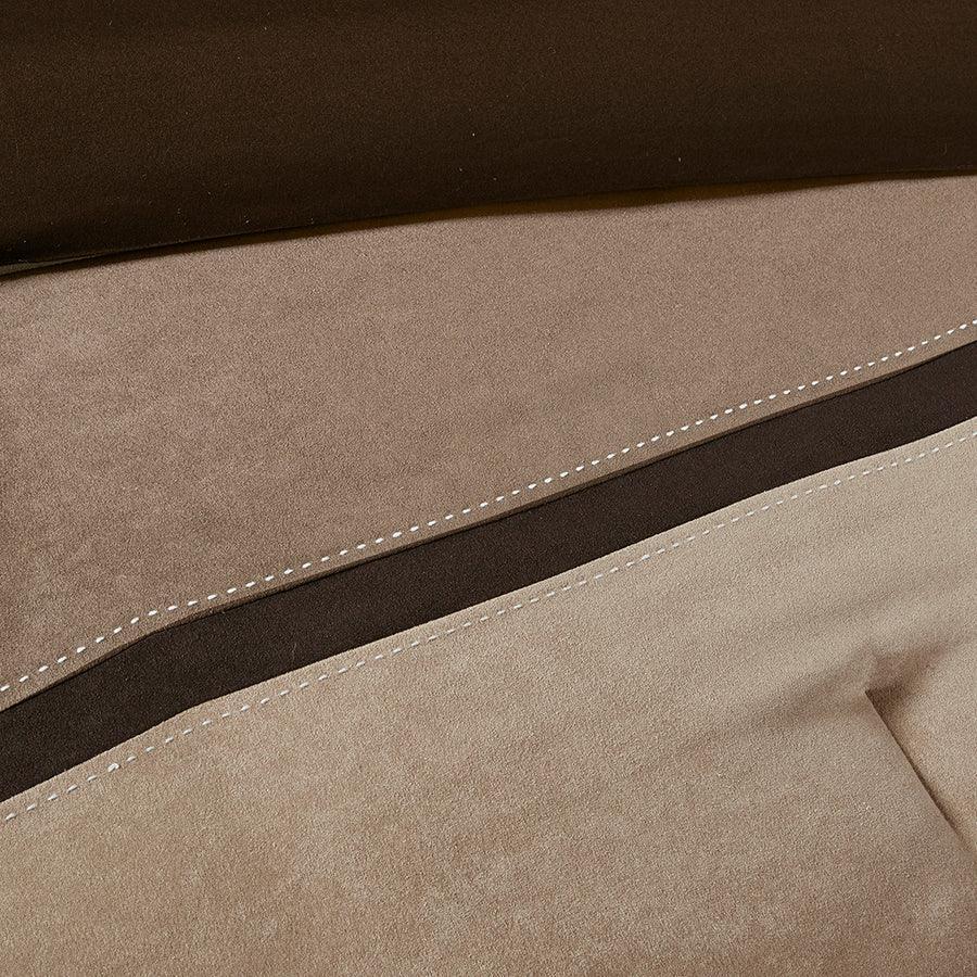 Olliix.com Comforters & Blankets - Palisades Casual| 7 Piece Faux Suede Comforter Set Brown Queen