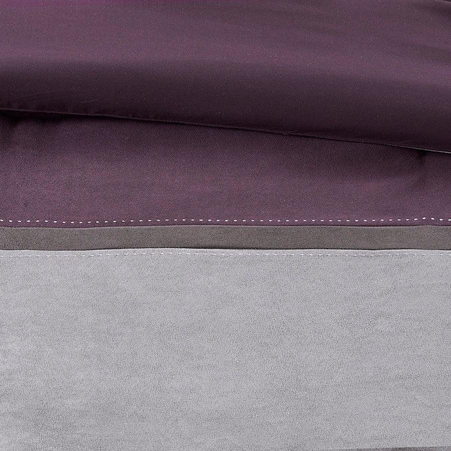 Olliix.com Comforters & Blankets - Palisades Traditional 7 Piece Faux Suede Comforter Set Purple Cal King