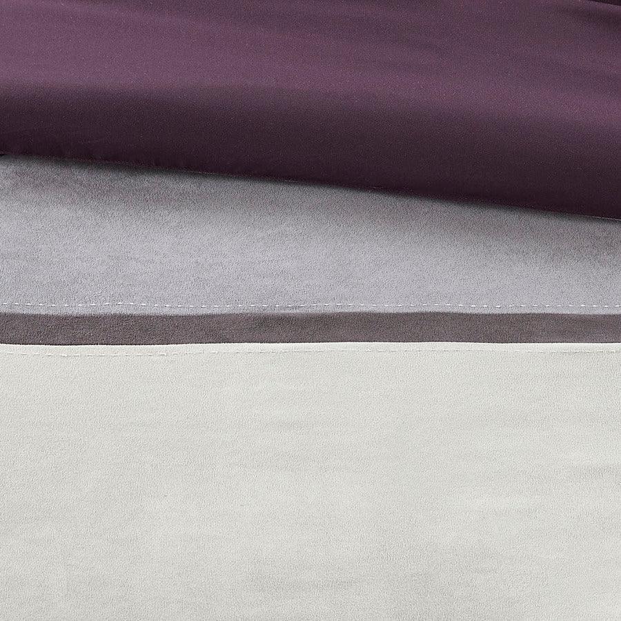 Olliix.com Comforters & Blankets - Palisades Traditional 7 Piece Faux Suede Comforter Set Purple Cal King