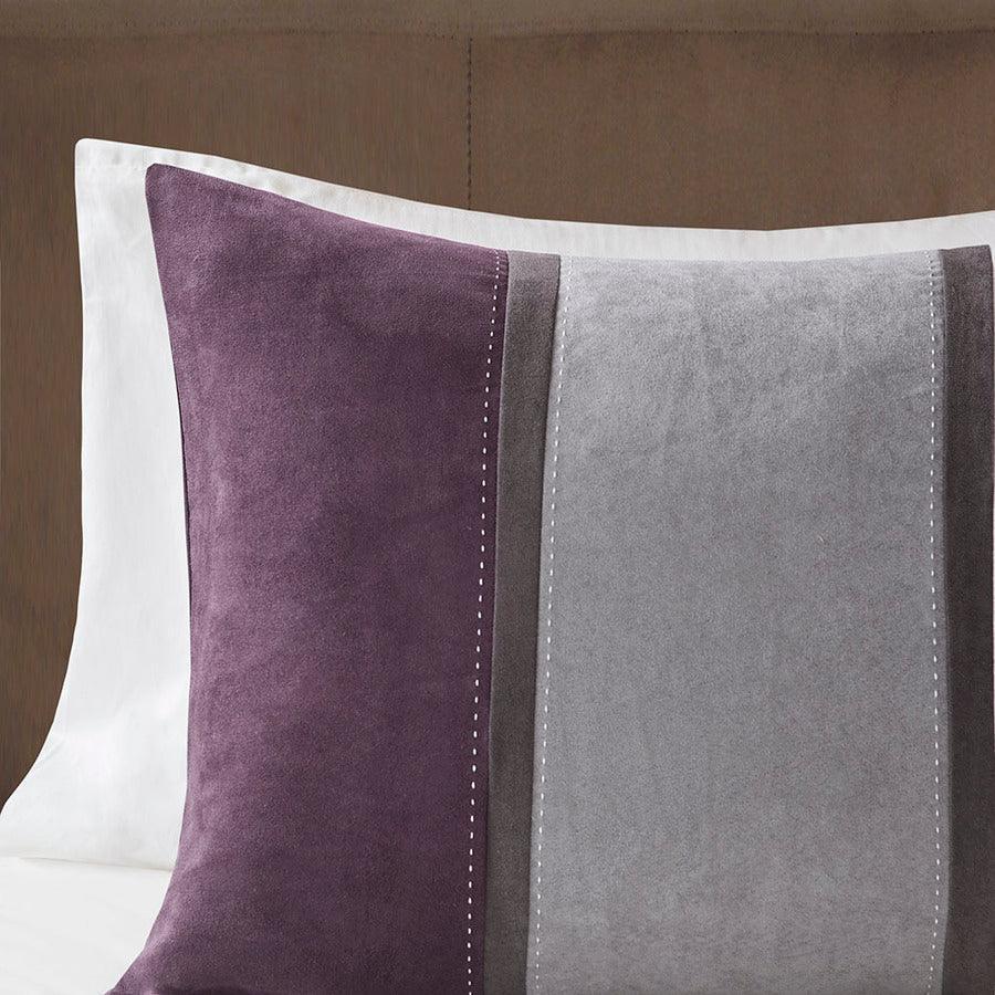 Olliix.com Comforters & Blankets - Palisades Traditional 7 Piece Faux Suede Comforter Set Purple Cal King