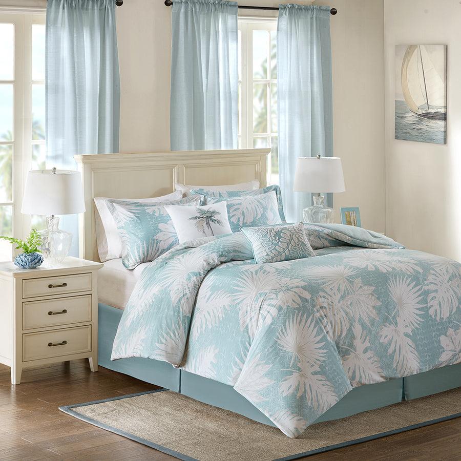 Olliix.com Comforters & Blankets - Palm Cottage Grove Cotton Printed 6 Piece Comforter Set Blue Full