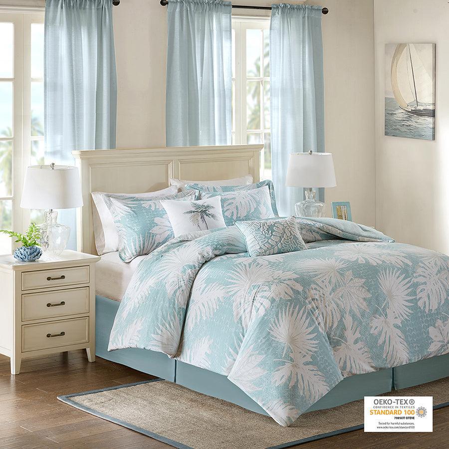 Olliix.com Comforters & Blankets - Palm Cottage Grove Cotton Printed 6 Piece Comforter Set Blue Full