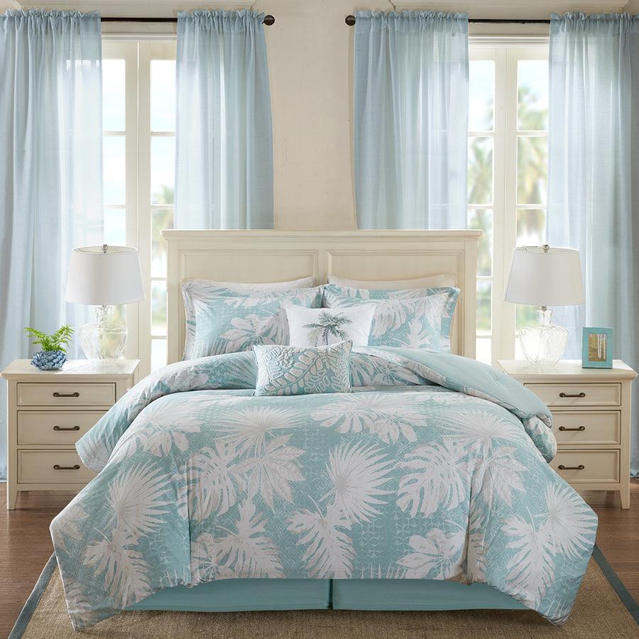 Olliix.com Comforters & Blankets - Palm Cottage Grove Cotton Printed 6 Piece Comforter Set Blue Full