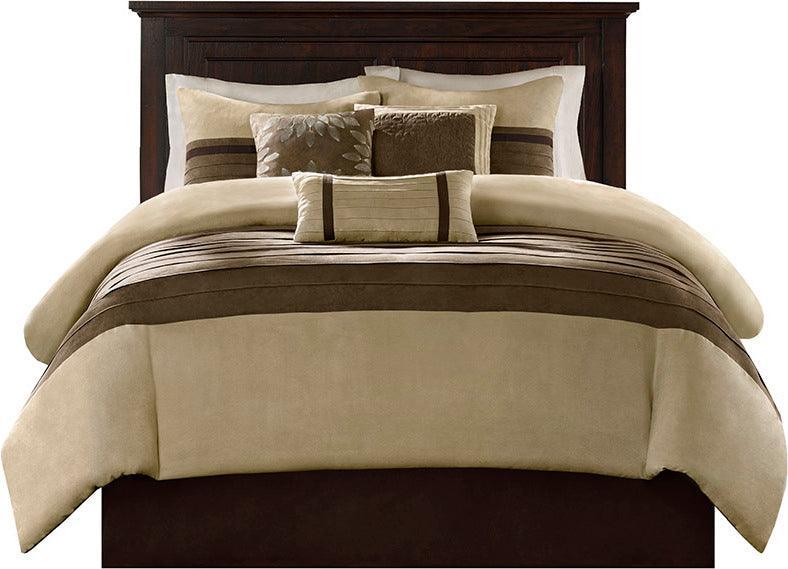 Olliix.com Comforters & Blankets - Palmer 20 " D 7 Piece Comforter Set Natural Queen
