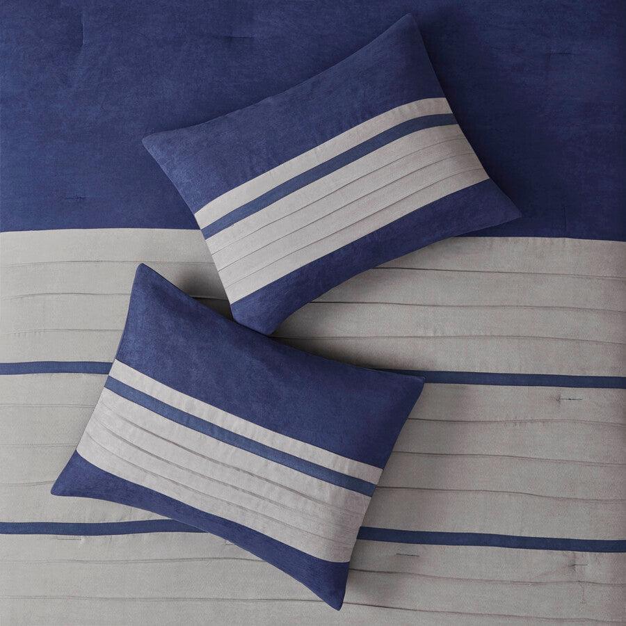 Olliix.com Comforters & Blankets - Palmer 26 " W 7 Piece Comforter Set Blue Queen