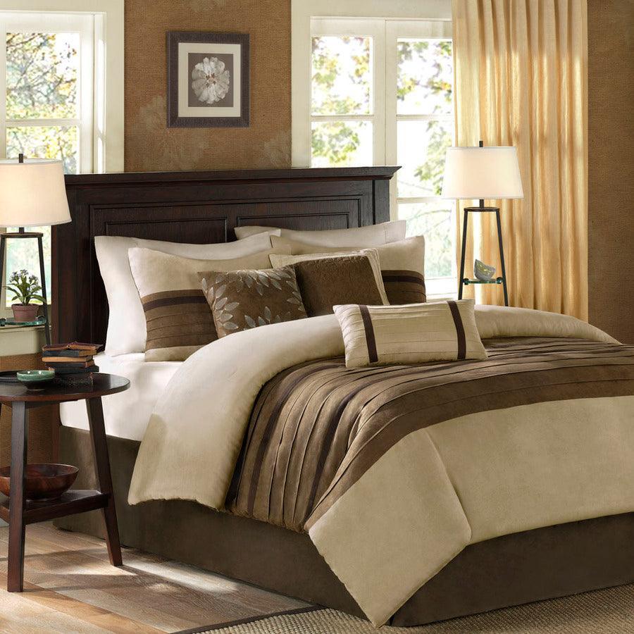 Olliix.com Comforters & Blankets - Palmer Farm House 7 Piece Comforter Set Natural Full