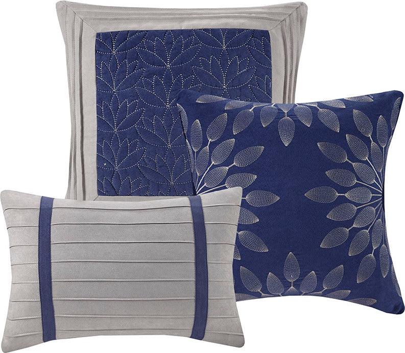 Olliix.com Comforters & Blankets - Palmer Modern 7 Piece Comforter Set Blue Cal King