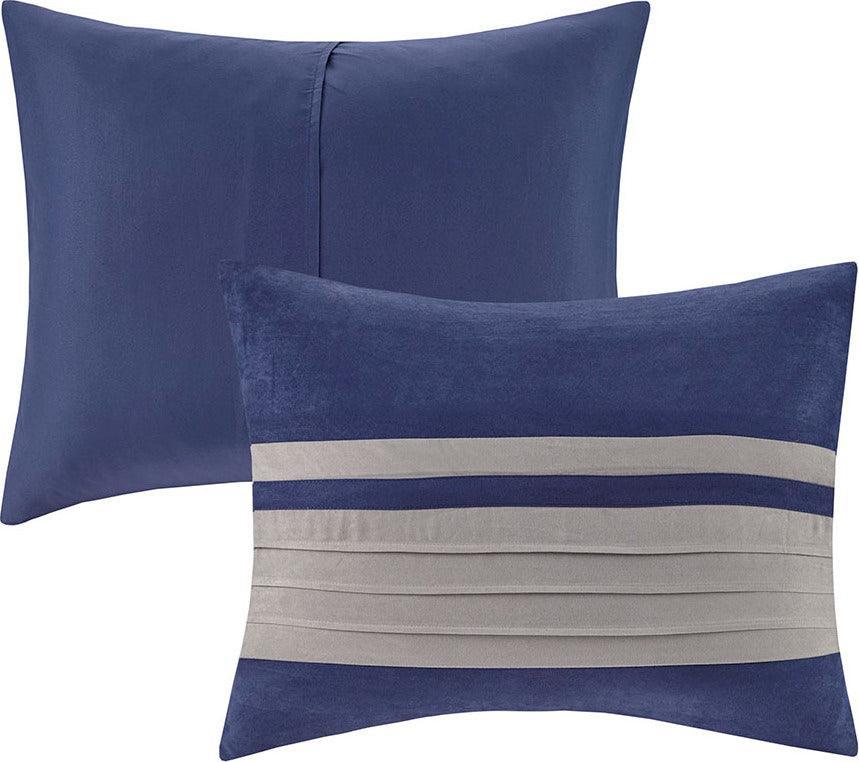 Olliix.com Comforters & Blankets - Palmer Modern 7 Piece Comforter Set Blue Cal King