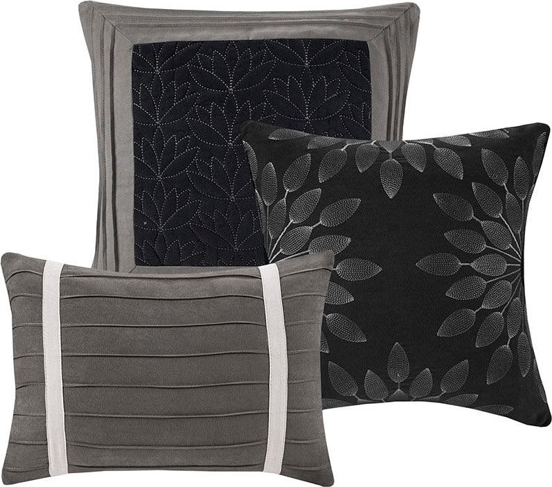 Olliix.com Comforters & Blankets - Palmer Transitional 7 Piece Comforter Set Black Queen