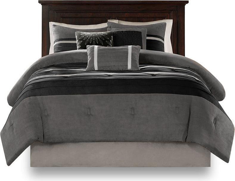 Olliix.com Comforters & Blankets - Palmer Transitional 7 Piece Comforter Set Black Queen