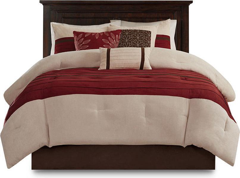 Olliix.com Comforters & Blankets - Palmer Transitional 7 Piece Comforter Set Red King