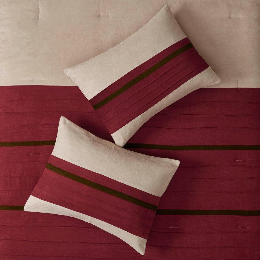 Olliix.com Comforters & Blankets - Palmer Transitional 7 Piece Comforter Set Red King