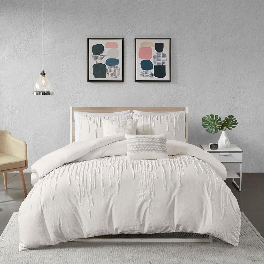 Olliix.com Duvet & Duvet Sets - Paloma Modern Cotton Duvet Cover Set Twin/TXL Ivory