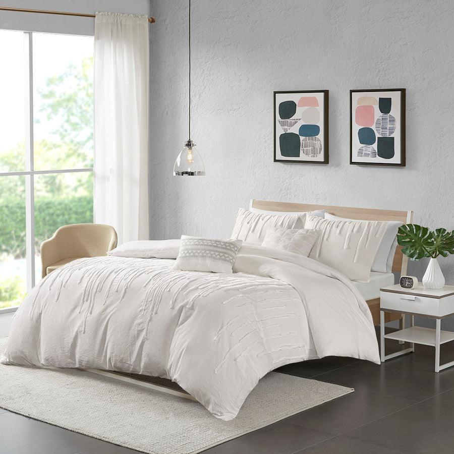 Olliix.com Duvet & Duvet Sets - Paloma Modern Cotton Duvet Cover Set Twin/TXL Ivory