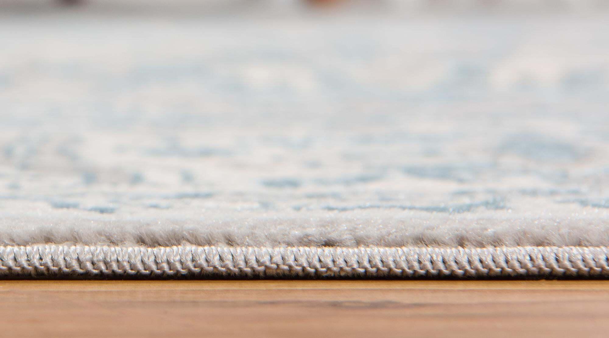 Unique Loom Indoor Rugs - Paris Border Rectangular 9x12 Rug Tan & Blue