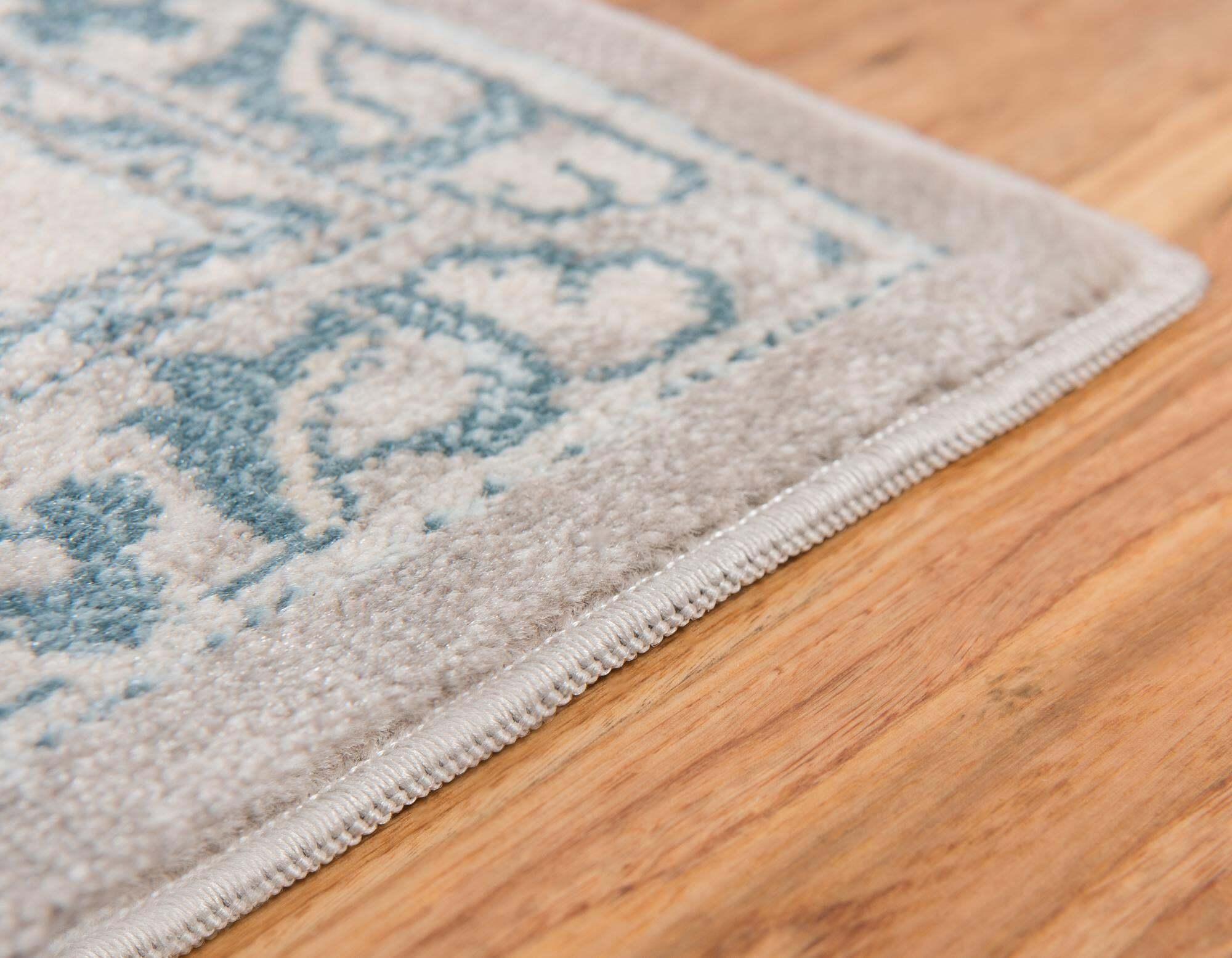 Unique Loom Indoor Rugs - Paris Border Rectangular 9x12 Rug Tan & Blue