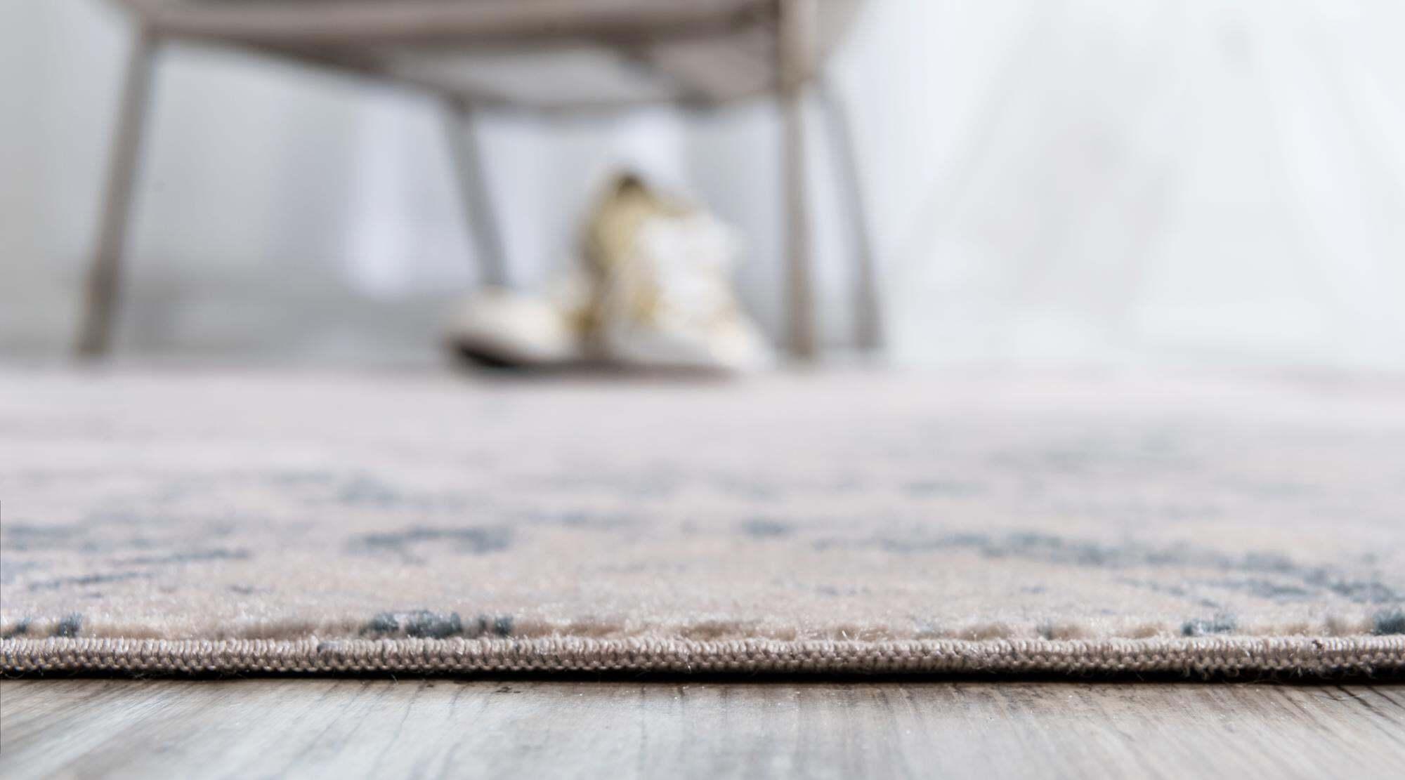 Unique Loom Indoor Rugs - Paris Floral Rectangular 9x12 Rug Blue & Beige