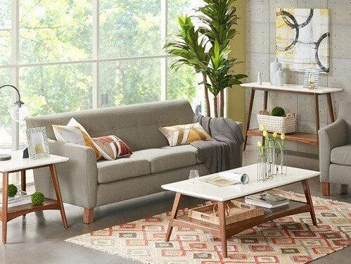 Olliix.com Coffee Tables - Parker Coffee Table Off-White & Pecan