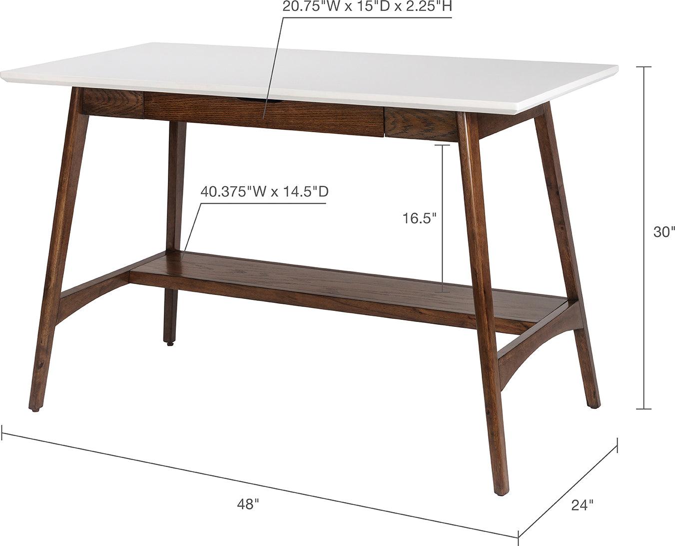 Olliix.com Desks - Parker Desk Off-White & Pecan