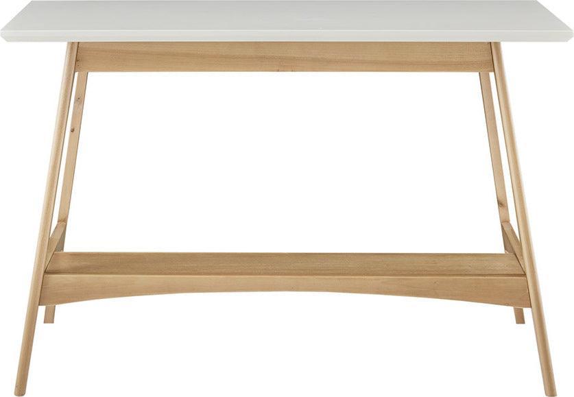 Olliix.com Desks - Parker Mid-Century Desk 48" x 24" x 30" Off-White & Natural