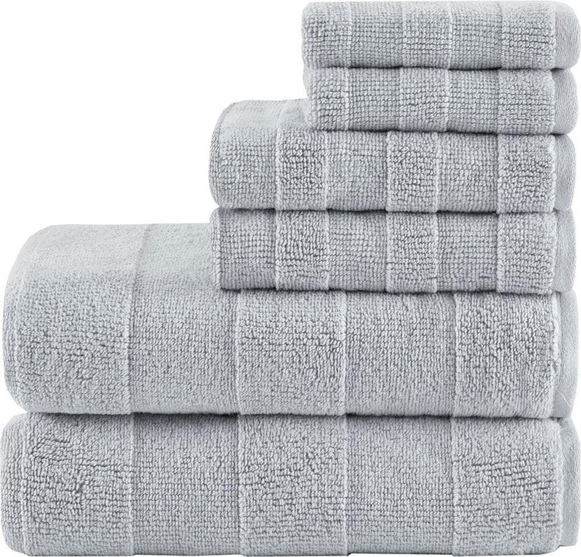 Madison Park Signature - Parker Textured Solid Stripe 600GSM Cotton Bath Towel 6pc Set - Ivory