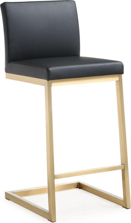 Tov Furniture Barstools - Parma Black Gold Steel Counter Stool (Set of 2) Black