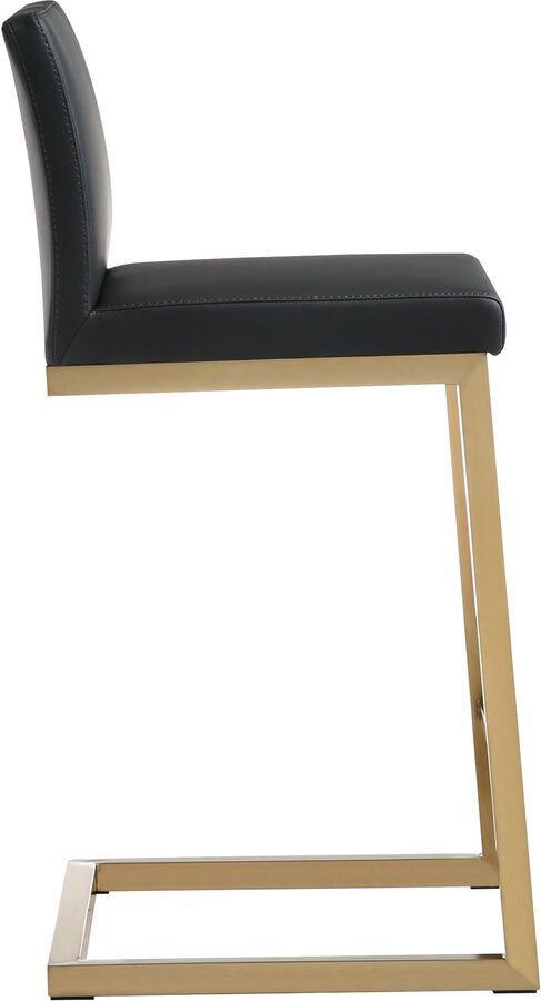 Tov Furniture Barstools - Parma Black Gold Steel Counter Stool (Set of 2) Black