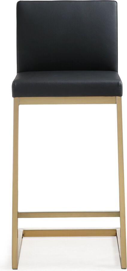 Tov Furniture Barstools - Parma Black Gold Steel Counter Stool (Set of 2) Black