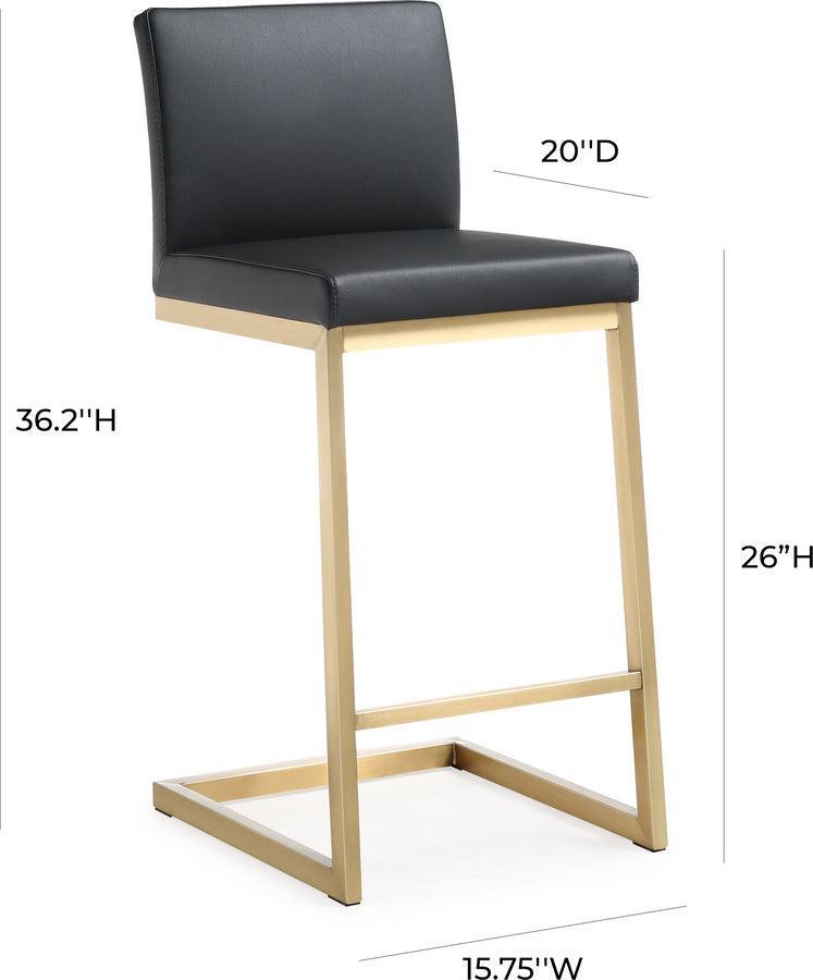 Tov Furniture Barstools - Parma Black Gold Steel Counter Stool (Set of 2) Black