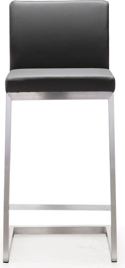 Tov Furniture Barstools - Parma Grey Stainless Steel Counter Stool Eco Leather & Gray ( Set of 2 )