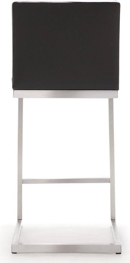 Tov Furniture Barstools - Parma Grey Stainless Steel Counter Stool Eco Leather & Gray ( Set of 2 )