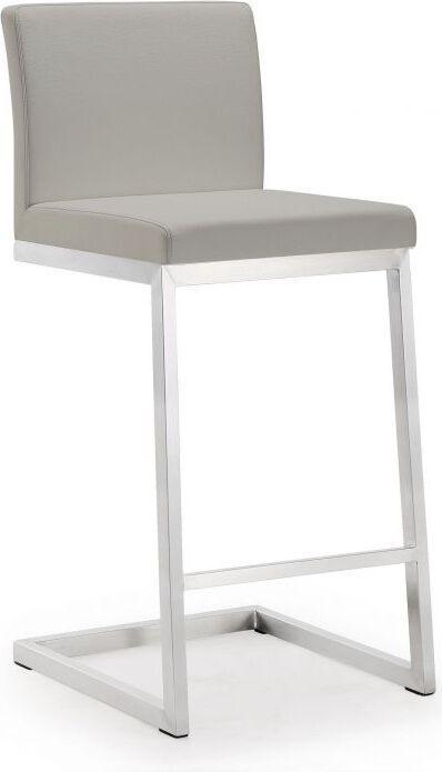 Tov Furniture Barstools - Parma Light Grey Stainless Steel Counter Stool (Set of 2)