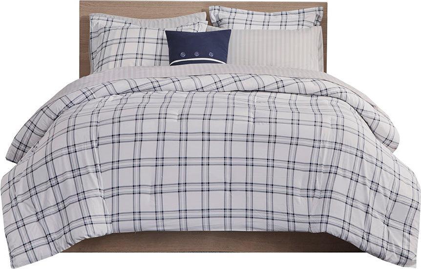 Olliix.com Comforters & Blankets - Patrick Transitional Reversible Complete Bedding Set Navy Cal King